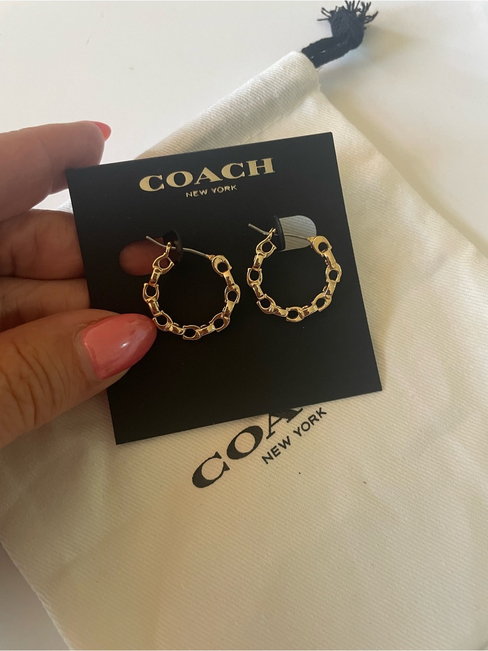 COACH Gold Link Hoop Earrings for Women